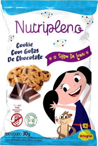 Cookie Gotas de Chocolate O Show da Luna Sem Glúten Nutripleno 30g - Vegano