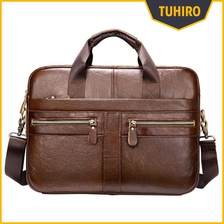 Mens Business Leather Briefcase Handbag Laptop Shoulder Messenger Bag Work