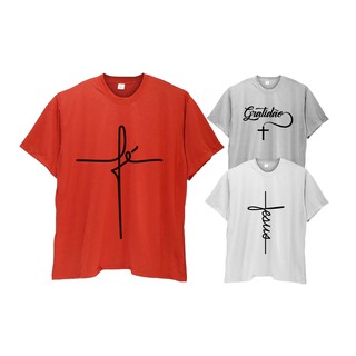 Camiseta Plus Size Masculina Fé Gratidão Jesus Estampas Gospel Religião