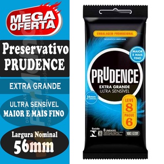 Camisinha Preservativo Prudence Extra Grande Ultra Sensível 56mm Leve 8 Pague 6 (1)