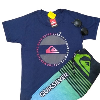 Kit Camiseta Infantil Juvenil + Bermuda Tactel Surf Multimarcas