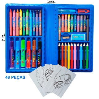 Kit Estojo Maleta De Pintura Para Colorir Desenho Infantil Material Escolar 98 48 e 24 Peças (7)