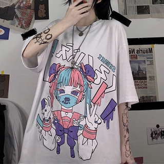 Camiseta Feminina Folgada Estilo Gótico / Punk / Dark / Grunge / Harajuku / Verão Y2K (5)