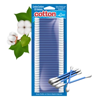 Cotonetes Hastes Longas e Flexíveis Cotton Line Blister 120 Unidades (1)