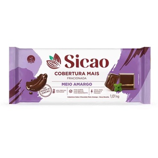 Chocolate Cobertura Meio Amargo 1,01kg Sicao Barra Mais