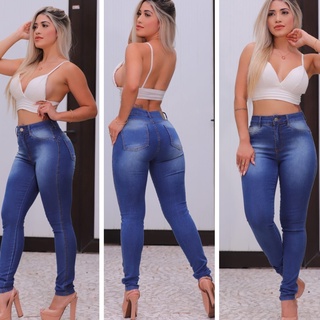 Calça Jeans Feminina Skinny Hot Pants Levanta Bumbum Cós Alto Cintura Alta Modelo 2022 - COD: 000