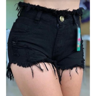 Short Jeans Feminino Bermuda Cintura Alta Hot Pants Desfiado Promoção de Atacado (7)