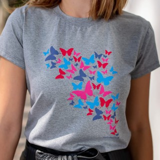 Blusa T-shirt Camiseta Feminina Estampada - Revoada - Cinza
