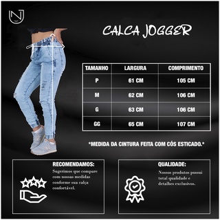 Calça Jogger Feminina Jeans e Sarja Cos Alto Varias Cores (6)