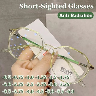 Óculos De Miopia Feminino Masculino Anti Luz Azul óculos De Computador -1,0 -1,25 -1,5 -2,0 -2,5 A -6,0 óculos Transparentes Retro Miopia