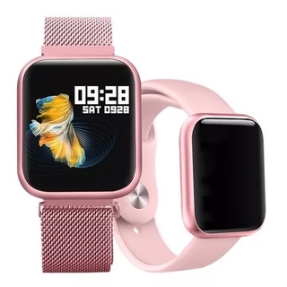 Relógio Smartwatch Feminino P70 Com Duas Pulseiras Silicone e Aço