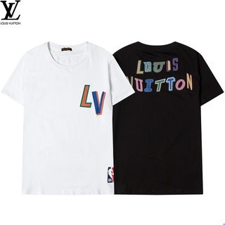 Lv Louis Vuitton Camiseta Masculina Casual De Algodão Com Manga Curta Com Estampa Logo Da Moda De Alta Qualidade Preto E Branco