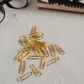 100 Clips dourado de papel clipes de metal niquelado 28mm (4)