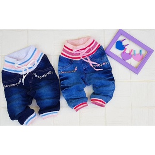 Roupa Infantil Calça Jeans Cropped para Bebê com Punho e Elastano Estilosa Menina / Feminina