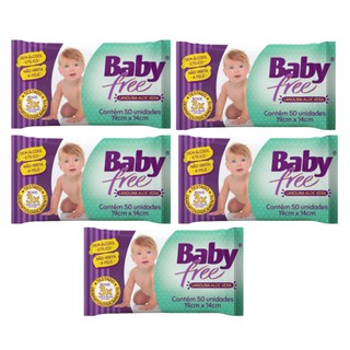 Kit com 5 Lenços Umedecidos Baby Free Toalha Umedecida Qualybless 5 Pacotes com 50 unidades (Total: 250 lenços) Original