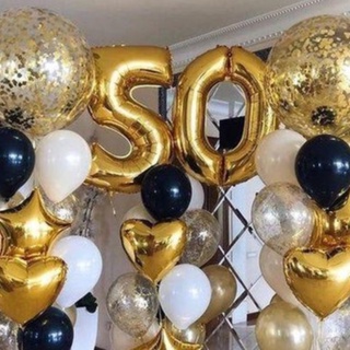 Balão Bexiga Dourado Números 18 Pol Numero Metalizado Cromado 45cm Casamento/Aniversário/Festa (1)