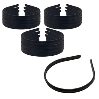 Kit 60 Tiara Arco Arquinho Plástico Forrar/Encapar/Costumizar Simples Preta Lisa - 10mm / 1cm