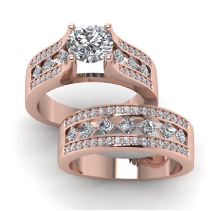 Anel De Noivado Fashion Com Diamante/Conjunto De Bijuteria Para Casamento /
