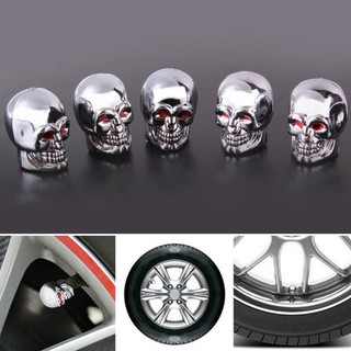 ha 5Pc Skull Tyre Tire Wheel Car Auto Valves Cap Dust Stem Cover BicycleMotocycle