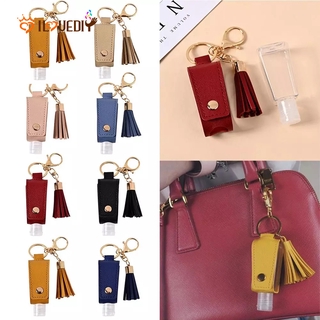 [Creative Leather Keychain With 30ml Empty Refillable Bottles ] [Women Travel Outdoor Keyring] [Key Chains Accessories]