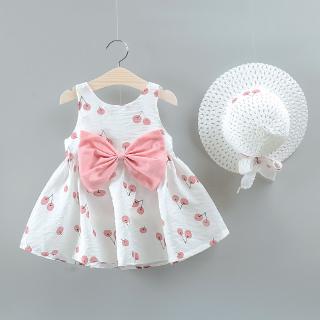 2pçs Vestido De Princesa Alover Sem Mangas + Chapéu Para Bebê / Criança / Menina (2)