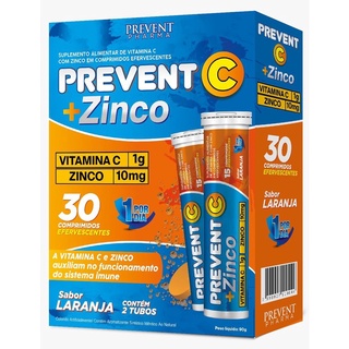 Prevent Vitamina C + Zinco 10mg Efervescente 30 Comprimidos Prevent Pharma