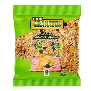 Granola Granatus Cereais Malte E Passas Flakes Fibras Light Zero Adição De Açúcar 250g