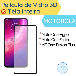 Película de vidro 3D Tela Inteira Motorola Moto One Hyper / One Fusion / One Fusion Plus Protetor de Tela Celular Smartphone