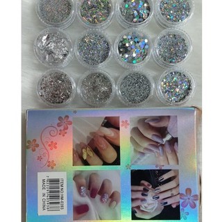 Kit Com 12 Potinhos Com Glitter Brilho Purpurina Para Unha- HM-0393 (6)