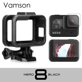 case de Proteção de bordas Vamson para câmeras, acessório de proteção com vidro temperado para GoPro Hero 8 VP652