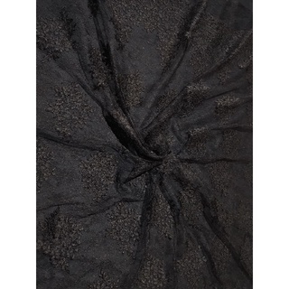 renda tule bordado em flores arabescas preto 0.5x1.35(meio metro) (8)
