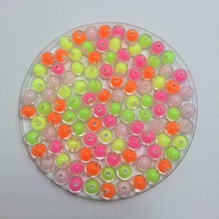 Missanga Bolinha Neon com Miolo Colorido 8mm 100 Unidades Para Bijuterias e Artesanatos em Geral