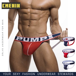 [PUMP]Print Ins Style Cotton Breathable Sexy Mens Underwear Briefs Quick Dry Mesh High Quality Letter Thong H388