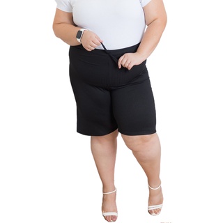 Bermuda Feminina Plus Size feminino Shorts cintura alta com elastano (7)