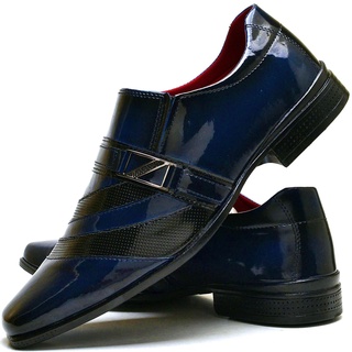 Sapato Social Masculino Azul Escuro Verniz 632AL Original Dubuy