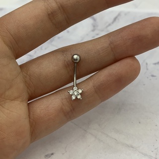 Piercing de Umbigo Flor de Zircônias Brancas - Aço Cirúrgico Microbell