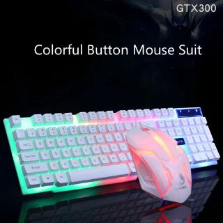 Conjutno Gamer Mouse e Teclado com Fio/Retroiluminação Arco-Íris/USB Suspenso (2)