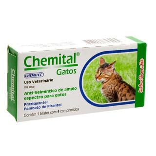 Vermífugo Chemital Gatos 4 Comprimidos - Chemitec