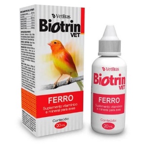 Biotrin Vet Ferro 20ml - Suplemento para Pássaros
