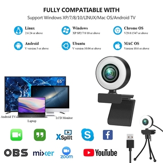 Full HD 4K, 2K and 1080P LED Webcam Auto Focus with Microphone Adjustable Ring Light + Tripod Table (4)