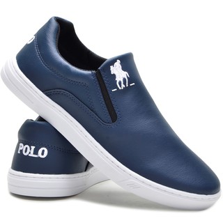 Tênis Masculino Original Polo Plus Slip On Confortável Casual Branco Preto (4)