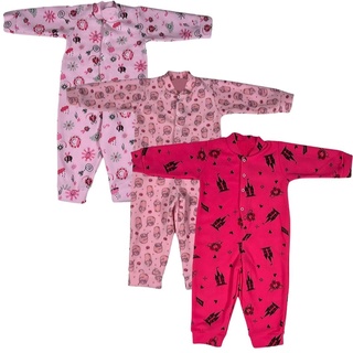 3 Pijama Macacão Soft Longo Inverno Infantil 1 Á 3 Menina