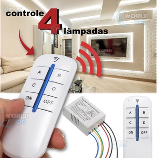 Controle Remoto Interruptor 04 Vias Canais Wirelles - BIVOLT Lâmpada-Ventilador (3)
