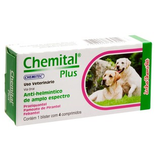 Vermifugo Para Cães Chemital Plus - 4 Comprimidos