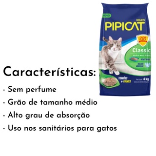 Areia Higiênica Pipicat Classic Para Gatos Grãos Médios 4kg (4)