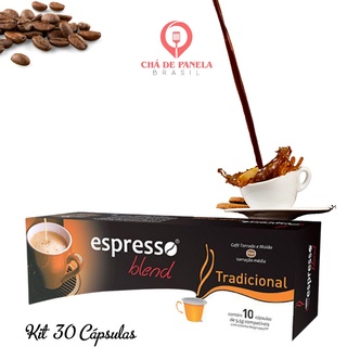 30 Capsulas de café sabor Tradicional Espresso Blend compativel Nespresso
