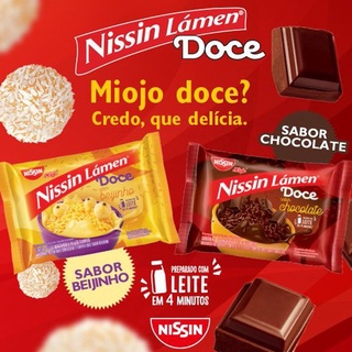 Miojo nissin lamem doce chocolate beijinho macarrão instantaneo edição limitada