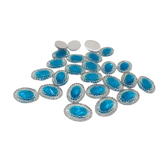 Chatons Acrilico - Oval Azul Tiffany ST 13x18mm - Pct c/ Aprox 100 Und