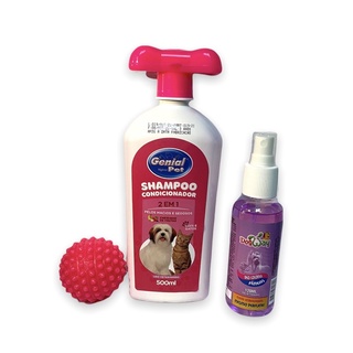 Kit Banho para Cães e Gatos - Shampoo 2 em 1 Shampoo e condicionador Todos os Pelos Colônia Cachorro Genial Pet