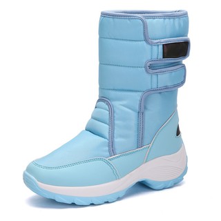 Botas de neve grandes de inverno para mulheres sapatos impermeáveis ​​de pele de cano alto e sapatos de algodão quentes de veludo para mulheres (8)